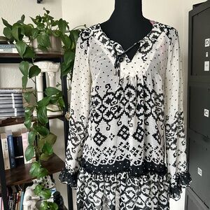 Vintage Bebe Boho Black and White Women's Dress